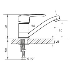 Смеситель для умывальника ZERIX PAN-B 135 (ZX0184)