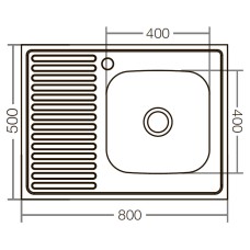 Накладная кухонная мойка ZERIX Z8050R-06-160E (satin) (ZX1613)