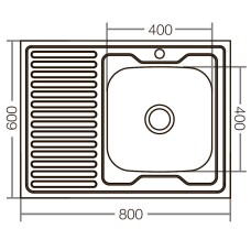 Накладная кухонная мойка ZERIXZ8060R-06-160E (satin) (ZX1617)
