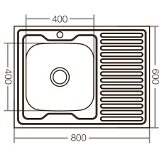 Накладная кухонная мойка ZERIX Z8060L-04-160E (satin) (ZX1618)