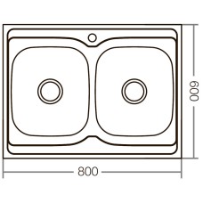 Накладная кухонная мойка ZERIX Z8060B-08-180E (satin) (ZX1620)