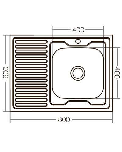 Накладная кухонная мойка ZERIXZ8060R-04-160E (satin) (ZX1619)