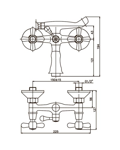 Змішувач для ванни Haiba DOMINOX 142 матовий (HB0066)