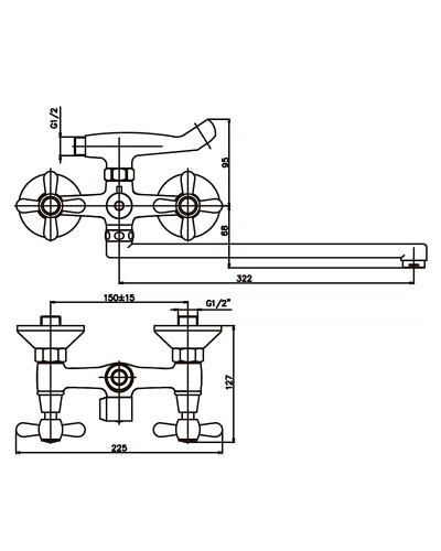 Змішувач для ванни Haiba DOMINOX 140 (HB0064)