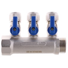 Коллектор с шаровыми кранами и фитингом KOER KR.1126-3 1"x3 WAYS (KR2839)