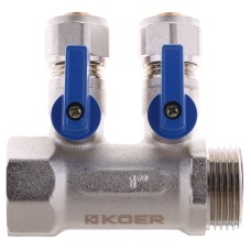 Коллектор с шаровыми кранами и фитингом KOER KR.1126-2 1"x2 WAYS (KR2838)