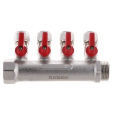 Коллектор с шаровыми кранами и фитингом KOER KR.1126-4 1"x4 WAYS (KR2840)