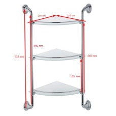 Стеклянное полотно угловое 3-ярусное ZERIX LR1507-3 (LL1409)