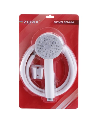 Душовий набір (шланг. лійка. кронштейн) білий ZERIX SHOWER SET-02W (ZX3096)