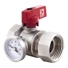 Кран ГГМ с накидной гайкой с термометром KOER KR.1034 - 1" прямой (KR2892)