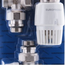 Комплект для подключения радиатора EUROPRODUCT EP.1302 - 1/2'' (угловой с термоголовкой) (EP6016)