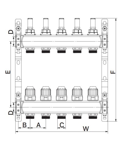 Колекторний блок з расxодомерамі EUROPRODUCT EP.S1110-05 1 "x5 (EP4981)