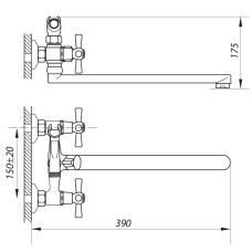 Смеситель для ванной ZERIX DMT-B 827 (ZX3050)