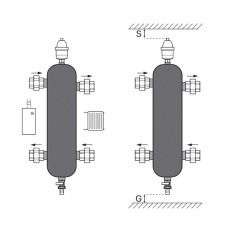 Гидрострелка KOER KR.S1032 4/2 (с воздухоотвод. и дренаж. краном) 1"НР SUS304 (KR2959)