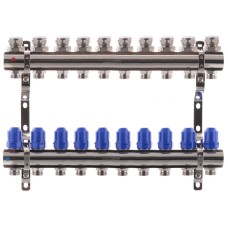 Колекторний блок з термостатичними клапанами KOER KR.1100-10 1"x10 WAYS (KR2636)
