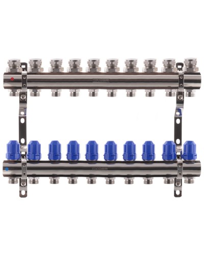 Колекторний блок з термостатичними клапанами KOER KR.1100-10 1"x10 WAYS (KR2636)