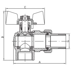 Кран с американкой 3/4" "антипротечка"(KOER KR.228.W-Gi) угловой белый (KR0193)
