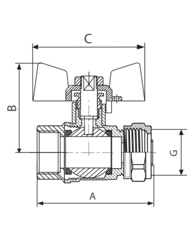 Кран кульовий KOER KR.351 - 20x3/4М WING (LL1790)