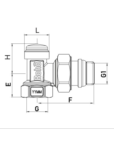 Кран радиаторный Roho R5250-050 - 1/2" угловой (RO0132)