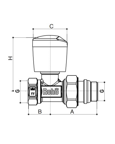 Кран радиаторный Roho R5561-050 - 1/2" прямой (антипротечка) (RO0131)