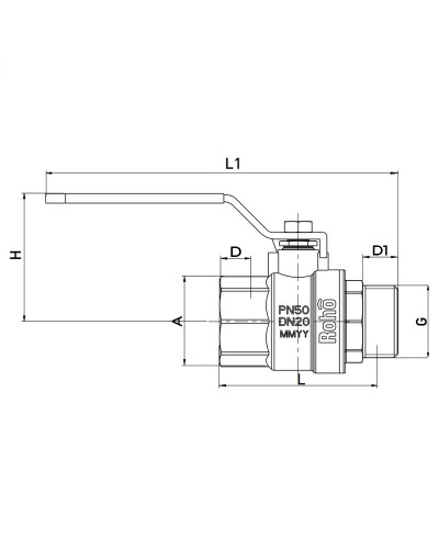 Кран кульовий Roho R201-050B - 1/2" (RO0095)