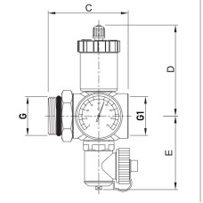 Проходная сливная группа Roho R612-100 - 1" (с воздухоотводом) (RO0154)