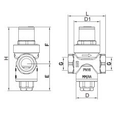 Редуктор давления Roho R1201-050 - 1/2" ВВ. PN16 (1-5.5 бар) поршневой (RO0143)