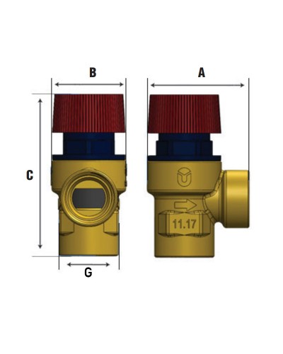 Клапан предохранительный Roho R2000-020 - 1/2" ВВ (2 бар) (RO0167)