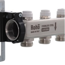 Коллектор с термостатическими и запорными клапанами Roho R805-04 - 1"х 4 вых. (RO0058)