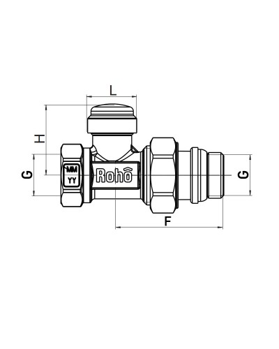 Кран радиаторный Roho R5261-050 - 1/2" прямой (антипротечка) (RO0135)