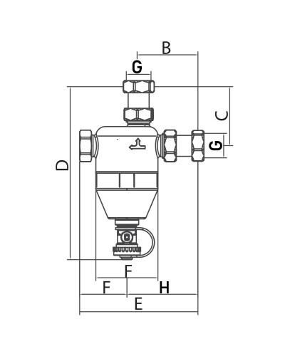 Сепаратор шламу з магнітом для котла Roho R680-075N - 3/4" (нікель) (RO0157)