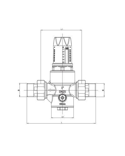 Редуктор тиску Roho R1202-075 - 3/4"НН. PN25 (1-6 бар) мембранний (RO0146)