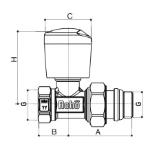 Кран радиаторный Roho R5560-050 - 1/2" прямой (RO0130)