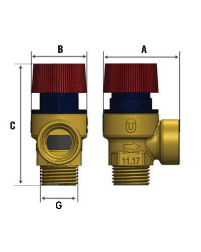 Клапан предохранительный Roho R2001-030 - 1/2" ВН (3 бар) (RO0171)