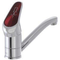 Смеситель для умывальника Haiba MAGIC 004 с красной ручкой (вылив 15 см) (HB0690)