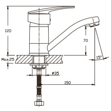 Смеситель для кухни Haiba AGAT 555 (вылив 15 см) (HB0010)
