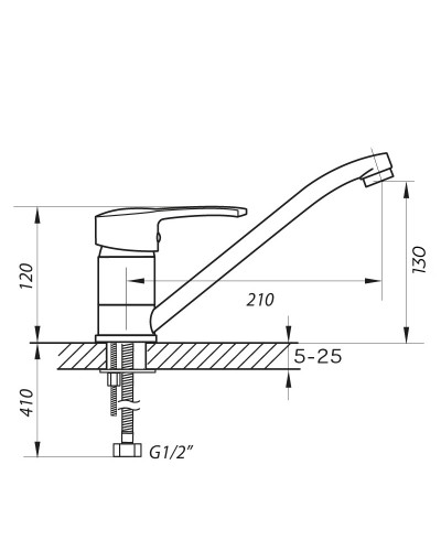 Смеситель для кухни ZERIX PAN-A 279 (ZX0055)