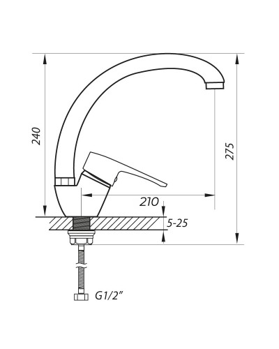 Змішувач для кухні ZERIX PUD4 045 (ZX2994)