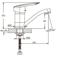 Смеситель для кухни Haiba DISK 555 (излияние 15 см) (HB0058)