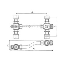 Байпас для коллектора KOER KR.1023 - 1'' с трехходовым разделителем (KR2891)