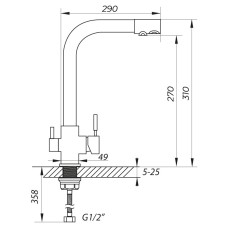 Смеситель для кухни ZERIX LR4055W-3 с выходом для питьевой воды (ZX2643)