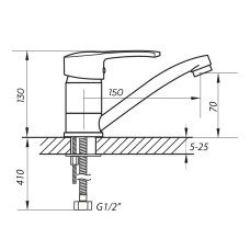 Смеситель для умывальника ZERIX PED-B 135 (ZX0064)