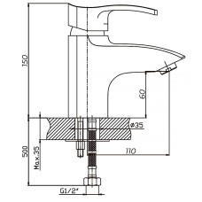 Смеситель для умывальника Haiba FOCUS 001 нержавеющая сталь (HB0109)