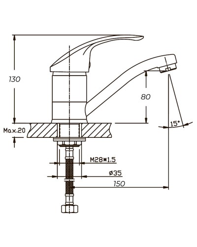 Змішувач для умивальника HAIBA FABIO 555 (15 см) (HB0106)