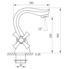 Смеситель для умывальника ZERIX MED-A 827 (ZX0202)