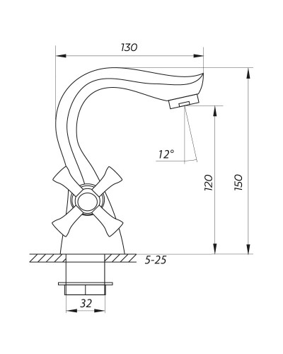 Змішувач для умивальника ZERIX MED-A 827 (ZX0202)