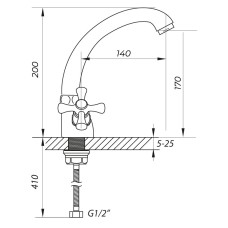 Смеситель для умывальника ZERIX TLC 722 (ZX0163)