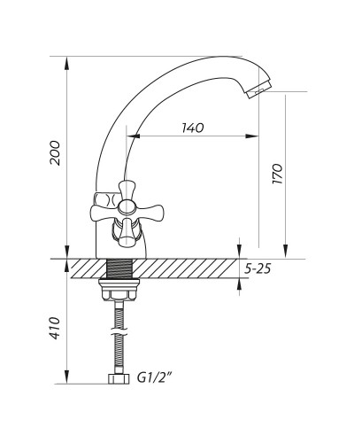 Змішувач для умивальника ZERIX TLC 722 (ZX0163)