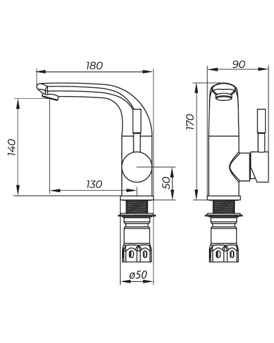 Змішувач для умивальника ZERIX LR71205 (LL1468)