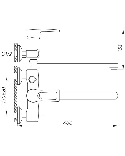 Смеситель для ванной ZERIX JLB 181 (ZX2943)